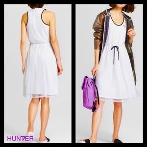 Hunter white sleeveless mesh covered dress.